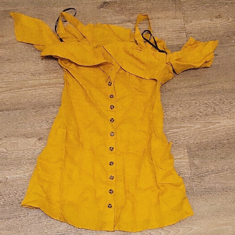 Forever 21 Mustard Off-Shoulder Dress